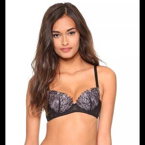 USED Women's The Little Bra Company "Stephanie" 38A DUSTY LILAC BLACK Padded Bra